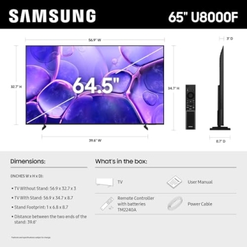 Samsung 65-Inch Crystal UHD U8000F 4K Smart TV - Exceptional Design & Pure Entertainment