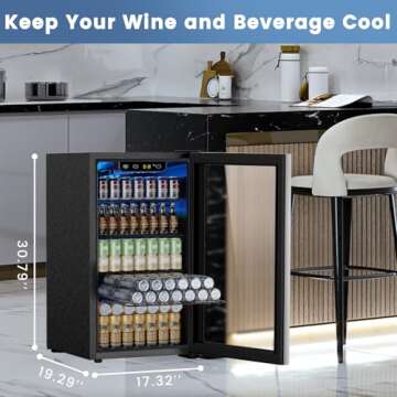 Electactic Mini Fridge 130 Can Beverage Refrigerator Cooler, 3.2 Cu.Ft Drink Fridge for Soda Wine Beer, Adjustable Temperature Control for Home Office, Black