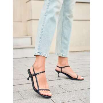 Coutgo Womens Strappy Heeled Sandals for Elegance