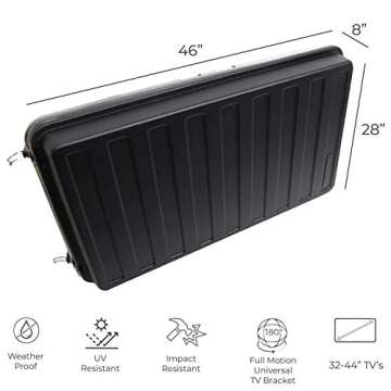 Storm Shell Outdoor TV Hard Cover Weatherproof Protection for Television - Mounts Right on The Wall - TV Wall Mounting Bracket Included … (32-44 inch), Black