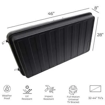 Storm Shell Outdoor TV Hard Cover Weatherproof Protection for Television - Mounts Right on The Wall - TV Wall Mounting Bracket Included … (32-44 inch), Black