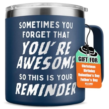KLUBI Mens Birthday Gift Ideas - 14oz Navy Coffee Mugs for Men