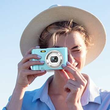 Digital Camera with LCD Screen, Full HD 1080P 36.0 Mega Pixels Vlogging Camera for Teens, Kids Boys and Girls, Digital Vlogging Camera with 16X Digital Zoom, 2 Batteries