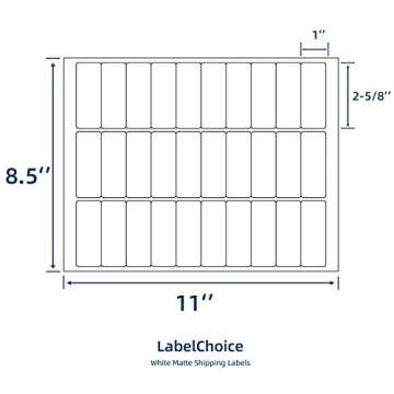 LabelChoice 100 Sheets 3000 Labels 30-up 1" x 2-5/8" Shipping Address Labels