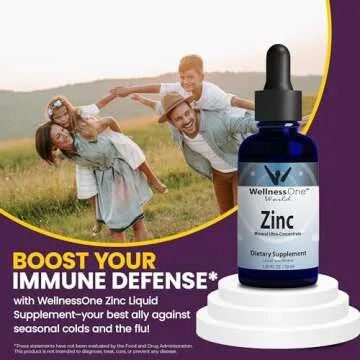 WellnessOne Ionic Liquid Zinc Drops for Immunity Support - Highly Absorbable Zinc Liquid Supplements for Kids & Adults - USA Tested, Vegan, Non-GMO, Gluten-Free, 1.67 fl oz