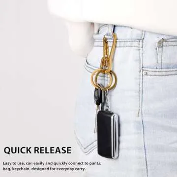 Alsmiley Stainless Steel Carabiner Clip Retractable Ring Set Keychain Quick Release Hooks for Men Women Gold