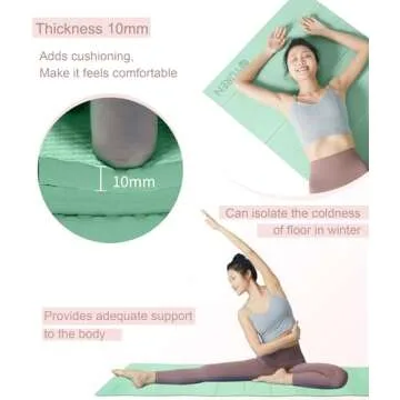 RYTMAT Yoga Mat 10mm Thick Folding Exercise Mat 76.7"x 35.4" Large Workout Mat for Home Gym, Foldable TPE Yoga Mats for Travel, Non Slip Fitness Mat for Women Men Floor Exercise - Mint Green