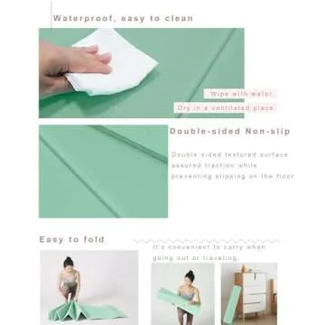 RYTMAT Yoga Mat 10mm Thick Folding Exercise Mat 76.7"x 35.4" Large Workout Mat for Home Gym, Foldable TPE Yoga Mats for Travel, Non Slip Fitness Mat for Women Men Floor Exercise - Mint Green