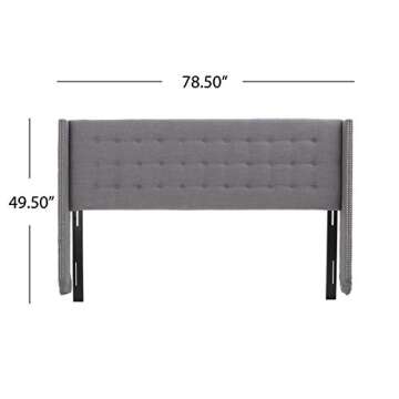 Christopher Knight Home Kendrah Fabric Headboard, King / Cal King, Dark Grey