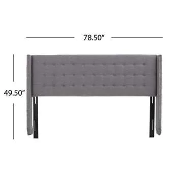 Christopher Knight Home Kendrah Fabric Headboard, King / Cal King, Dark Grey
