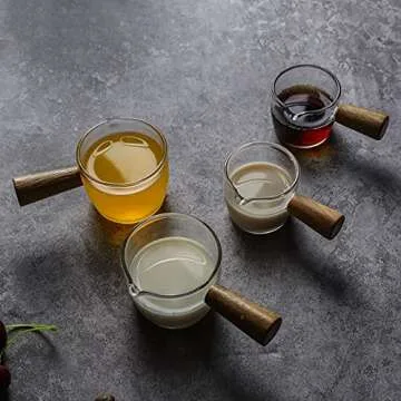 FENINCAFE Thickened Glass with Wooden Handle Espresso Cup Mini Milk Cup Espresso Cup (100ML)