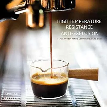 FENINCAFE Thickened Glass with Wooden Handle Espresso Cup Mini Milk Cup Espresso Cup (100ML)