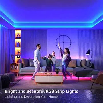 Lepro RGB LED Strip Lights, Christmas Decor, 16.4ft Flexible LED Light Strip, 5050 SMD LED, Color Changing Rope Light with Remote Controller and 24V Power Supply for TV Backlight, Home, Bedroom, Bar