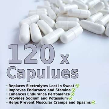 Elite Sportz Equipment Nutritional Supplement - Unflavored Hydration Capsules for Energy Restoration - Gluten and Sugar-Free, Keto-Friendly Salt Tablets for Runners and Athletes - 120 Count