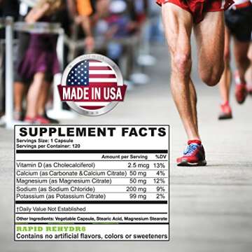 Elite Sportz Equipment Nutritional Supplement - Unflavored Hydration Capsules for Energy Restoration - Gluten and Sugar-Free, Keto-Friendly Salt Tablets for Runners and Athletes - 120 Count