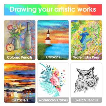 Art Set, VigorFun Art Supplies Drawing Painting Kit Includes Oil Pastels, Crayons, Colored Pencils, Watercolor Cakes, Gifts for Kids Girls Boys Teens (Black)