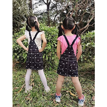 KIDSCOOL SPACE Girls Denim Overall Dress in Deep Blue