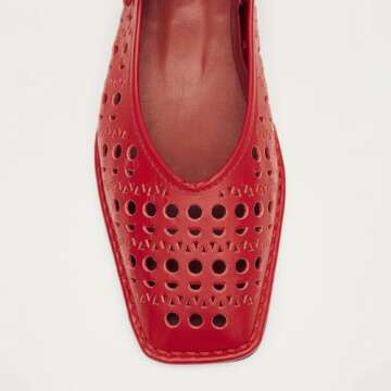 VorisVina Lace Up Square Toe Ballet Flats for Women