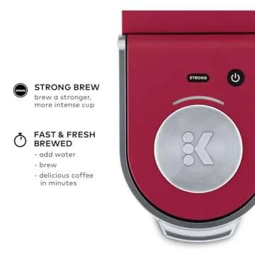 Keurig K-Mini Plus Single Serve K-Cup Pod Coffee Maker, with 6 to 12oz Brew Size, Stores up to 9 K-Cup Pods, Travel Mug Friendly, Cardinal Red