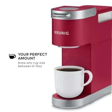 Keurig K-Mini Plus Single Serve K-Cup Pod Coffee Maker, with 6 to 12oz Brew Size, Stores up to 9 K-Cup Pods, Travel Mug Friendly, Cardinal Red