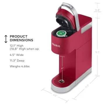 Keurig K-Mini Plus Single Serve K-Cup Pod Coffee Maker, with 6 to 12oz Brew Size, Stores up to 9 K-Cup Pods, Travel Mug Friendly, Cardinal Red