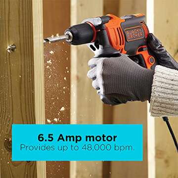 BLACK+DECKER 6.5-Amp Hammer Drill for Tough Jobs