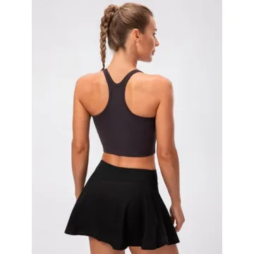 Lavento Women's Yoga Crop Top with Built-In Bra