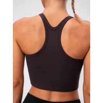 Lavento Women's Yoga Crop Top with Built-In Bra