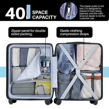 AnyZip 21" Carry On Luggage with USB Charging & TSA Lock