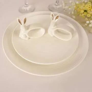 Easter Bunny Porcelain Napkin Rings Set of 6 for Spring Decor