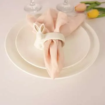 Easter Bunny Porcelain Napkin Rings Set of 6 for Spring Decor