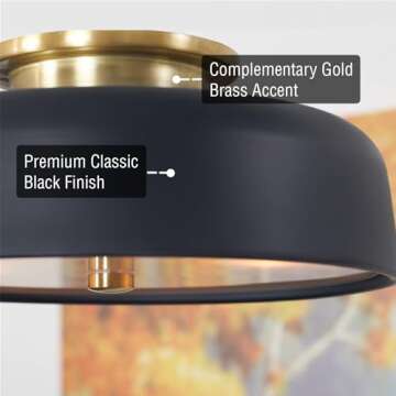 Kira Home Gianna 12" 2-Light Modern Semi Flush Mount Close to Ceiling Light + Dome Shade, Golden Bra...