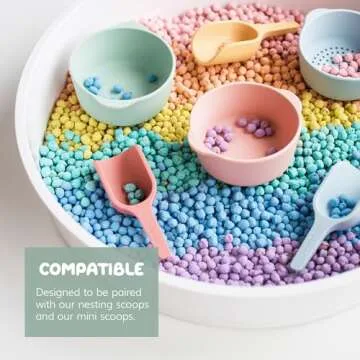 Inspire My Play - 3 x Nesting Bowls and Sieve - Perfect for Sensory PlayTray - Sensory Bin Accessories - Special Education Classroom Supplies - Montessori Education Toys - Coral