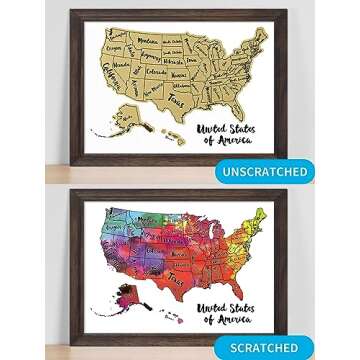 JARLINK Scratch Off USA Map Poster, 12x17 inches United States Map with Unique Accessories Set, Pers...