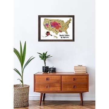 JARLINK Scratch Off USA Map Poster, 12x17 inches United States Map with Unique Accessories Set, Personalized Travel Poster, Gift for Travelers