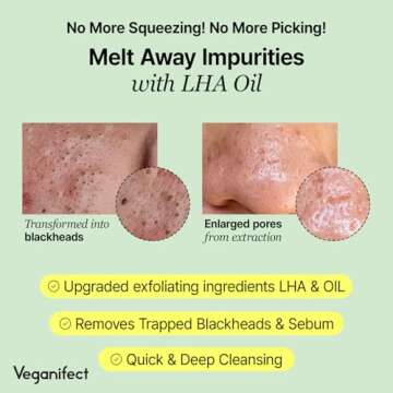 VEGANIFECT LHA Deep Cleansing Oil, Makeup, Blackhead and Whitehead Remover, Korean Skin Care, Vegan, 6.93 Fl Oz (NEW)