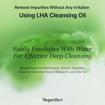 VEGANIFECT LHA Deep Cleansing Oil, Makeup, Blackhead and Whitehead Remover, Korean Skin Care, Vegan, 6.93 Fl Oz (NEW)