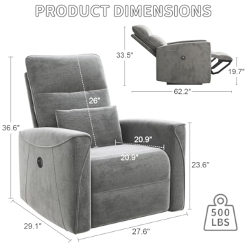 MECHYIN Modern Power Recliner Chair with Charging Ports