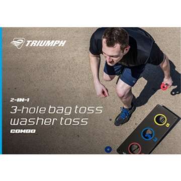 Triumph Sports 2-in-1 Bag Toss/ Washer Toss Combo - Includes 2 Game Platforms, 6 Toss Bags, 6 Washers, Medium