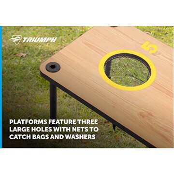 Triumph Sports 2-in-1 Bag Toss/ Washer Toss Combo - Includes 2 Game Platforms, 6 Toss Bags, 6 Washers, Medium