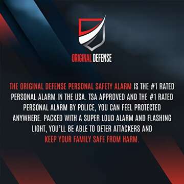 Original Defense® Siren Self-Defense Alarm (Mint) - 130 dB Keychain Alarm with LED Strobe Light for Women, Children, and Elderly - Police Recommended