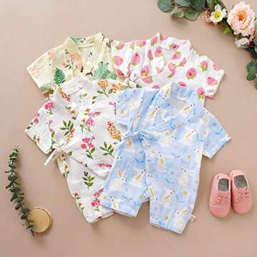YOUNGER TREE Kimono Newborn Cotton Yarn Robe Infant Baby Japanese Pajamas Romper Easter Bunny Clothe...