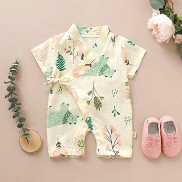 YOUNGER TREE Kimono Newborn Cotton Yarn Robe Infant Baby Japanese Pajamas Romper Easter Bunny Clothes (0-3 Months, Bear)