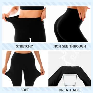 SOLBOME Leggings for Women, No See Through High Waisted Workout Black Yoga Leggings for Women XXL