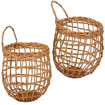 HyakuOku Handwoven Rattan Onion Basket - Pack of 2