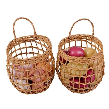 HyakuOku Handwoven Rattan Onion Basket - Pack of 2