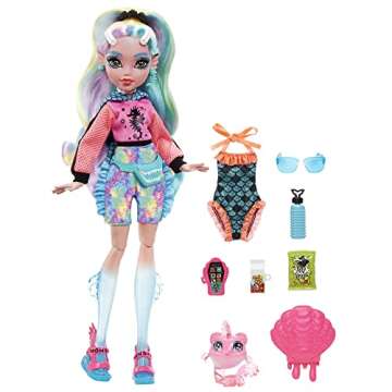 Monster High Doll, Lagoona Blue with Colorful Streaked Hair in Signature Look with Fashion Accessories & Pet Piranha Neptuna