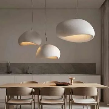 19.3in Modern Pendant lights kitchen Island, Japanese Wabi Sabi Pendant Light, Nordic Pendant Light Hanging Lamp Shades with E27 Base, Dining Room Chandelier,Kitchen Pendant Lighting over Island-Large