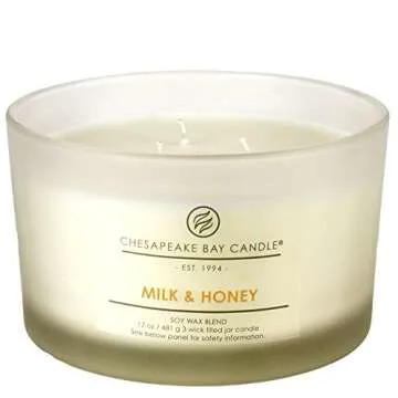 Chesapeake Bay Candle PT18457 3-Wick Scented Candle, Milk & Honey, Coffee Table Jar