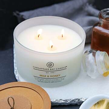 Chesapeake Bay Candle PT18457 3-Wick Scented Candle, Milk & Honey, Coffee Table Jar